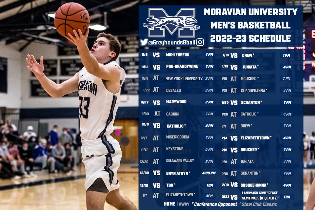 Greyhound Men's Basketball Tips Off 2022-23 Season on November 8 Versus Muhlenberg #HoundEm <a href="/Greyhoundsbball/">Moravian University Basketball</a> moraviansports.com/sports/mbkb/20…