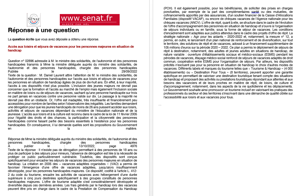 <a href="/FDFA_Contact/">FDFA</a>
<a href="/FederationPEEP/">Fédération PEEP</a>
<a href="/FFDysfrance/">FFDys</a>
<a href="/FFHandisport/">FFHandisport</a>
<a href="/FMH_National/">FEDERATION DES MALADES ET HANDICAPES</a>
<a href="/FNAPSY_OFFICIEL/">FNAPSY</a>
<a href="/fnaseph/">FNASEPH</a>
<a href="/FNATH/">FNATH</a>
<a href="/FNSF/">FNSF</a>
@FondationPC
<a href="/FAcouphenes/">France Acouphènes</a>

Charente-Maritime !
🙏 au sénateur Daniel Laurent pour sa ❓🖋 à <a href="/gdarrieussecq/">Geneviève Darrieussecq</a>.
Réponse satisfaisante ? Evidemment non !
A suivre…