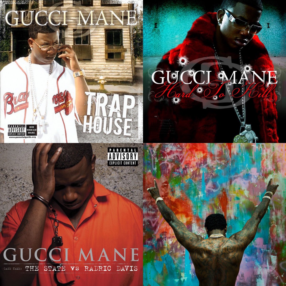 PureRapNetwork's tweet photo. Pick 2, the rest gotta go! 🎧
•Trap House
•Hard to Kill
•The State vs. Radric Davis
•Everybody Looking
#HipHop #HHT #Rap #GucciMane #TrapHouse #HardToKill #TheStateVsRadricDavis #EverybodyLooking #PureRapPodcast https://t.co/WZPv3qm2lS