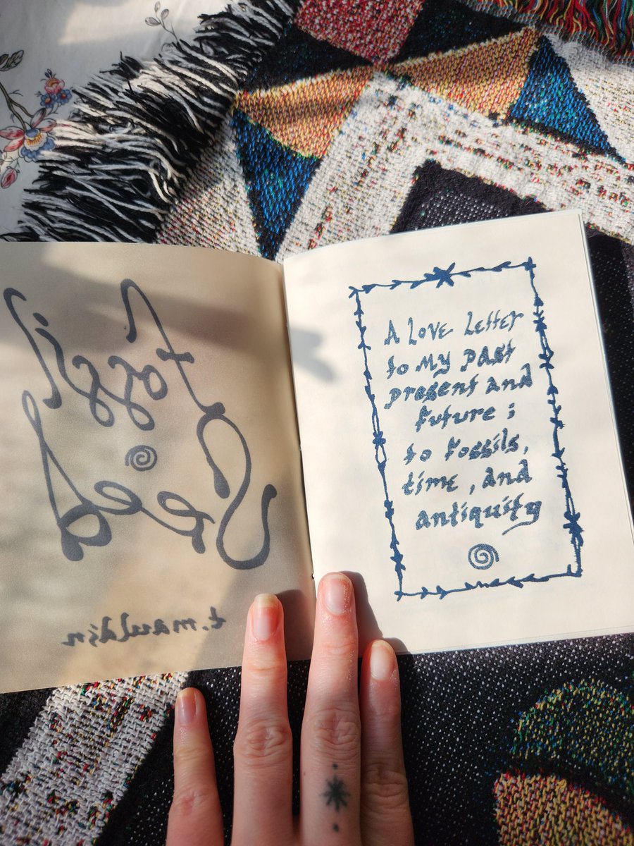 vvolvesmouth's tweet photo. made a new zine a while ago ✨️ about fossils, the past, n personal mythology ⚖️ https://t.co/P4laUiQP44
