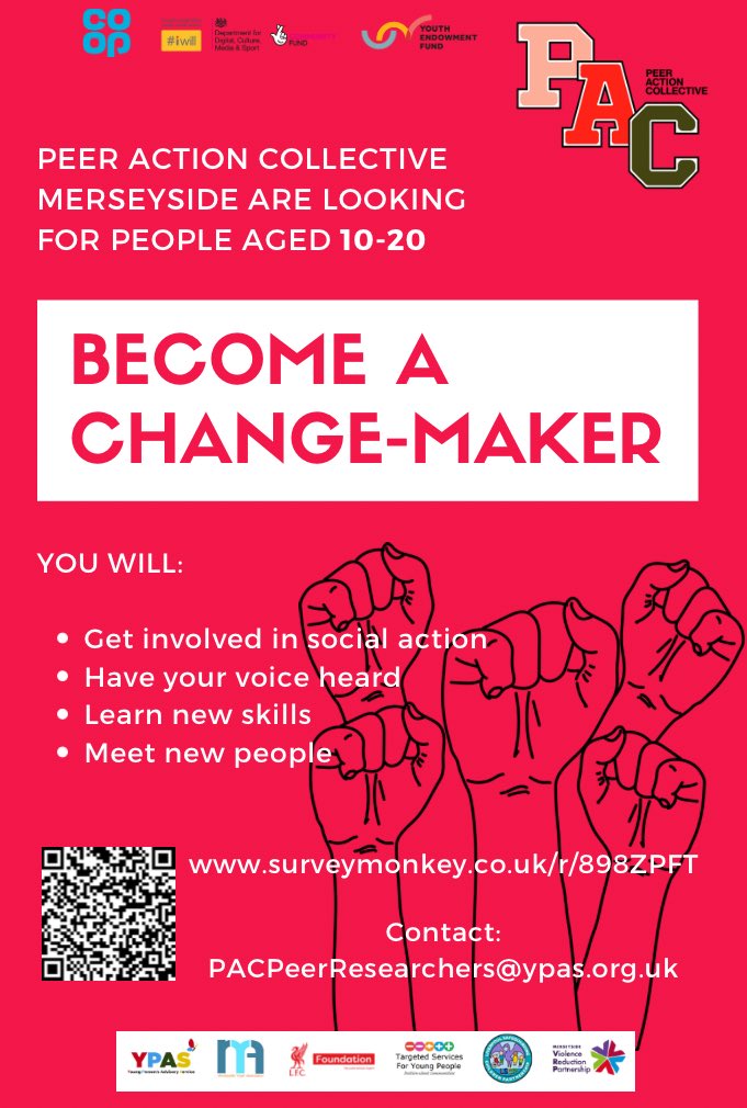YPASLiverpool's tweet photo. ✨CALLING ALL YOUNG PEOPLE AGED 10-20 ACROSS MERSEYSIDE ✨
PAC needs YOU!👆
We’re looking for changemakers to take part in social action projects
⏰Wed 19th Oct 5-6pm
📍online link sent you sign up
https://t.co/LS9ExwkSRF
#PeerActionCollective #PACMerseyside #BeTheChange https://t.co/I97rYp0Fls