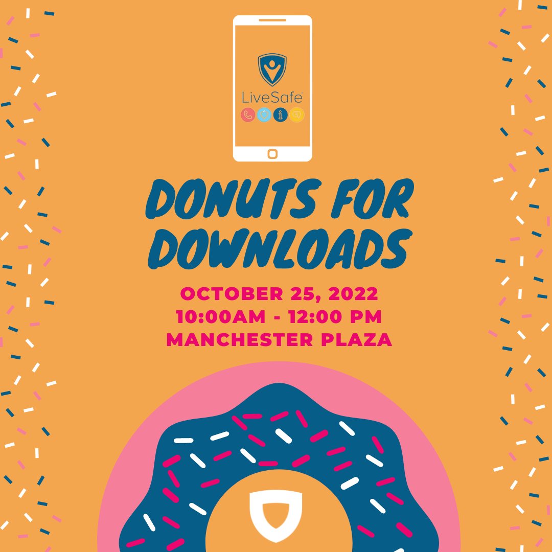 WFUPD's tweet photo. Keeping our students and employees safe!
Have you downloaded the LiveSafe app yet?
If not, come and let us help you and receive a free Duck donut.
Join us on October 25 at Manchester Plaza between 10:00a- 12:00p as we discuss the benefits of the LiveSafe App. #wfupd #wfu https://t.co/Bh4aSofcUQ