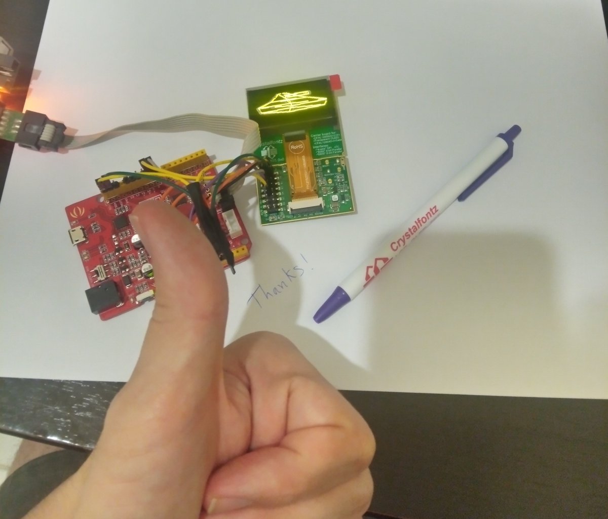 All of our products include product support. Recently Robert reached out to our team with an issue. We were able to help him get the display up and working and he sent us this thank you!

crystalfontz.com/support/