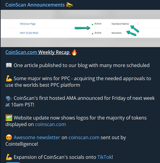 CoinScanDeFi's tweet photo. Make sure you're in the #COINSCAN official announcement channel so you can get our #WEEKLYRECAPS 🔥 https://t.co/qeRHiAFR3D https://t.co/yDgGclAhHz