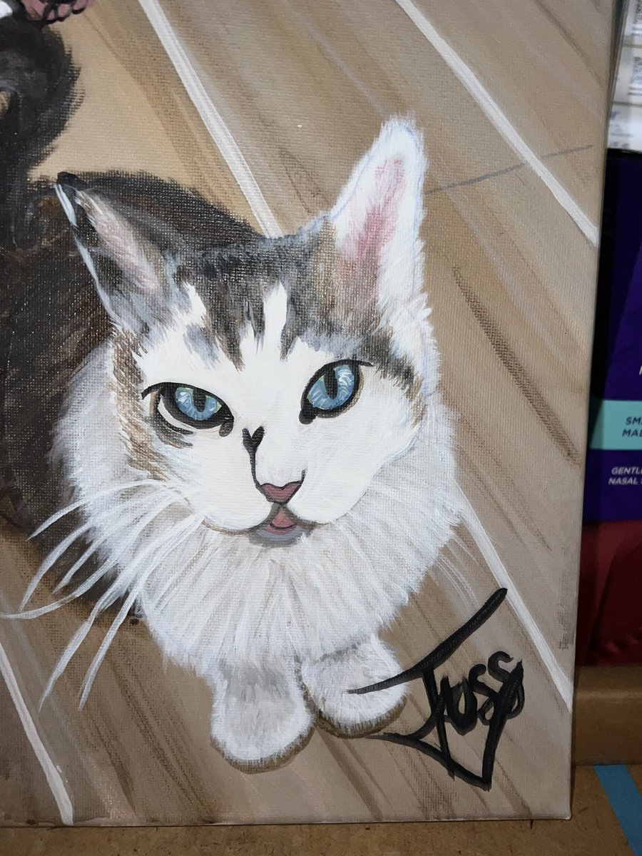 DidittJuss's tweet photo. Y’all know bout rude ass pets?!  🙄 🖼️ by Jussdiditt….16x20” Canvas                       #BlackArtist #animalart #petart #dogsncats https://t.co/j7cqxvspTs