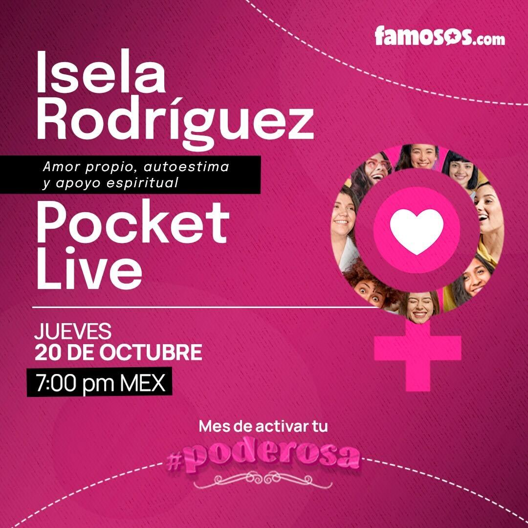 famososapp's tweet photo. Te invitamos este jueves 20 de octubre a nuestro #PocketLive sobre el Cรกncer de Mama ๐ ๐#PodeRosa https://t.co/JmZ0lVcc15
