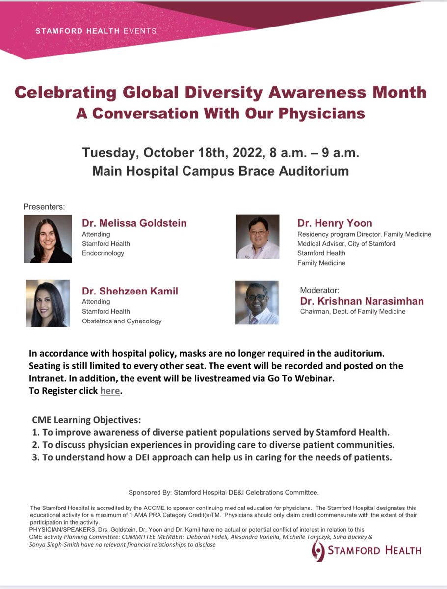 krishnanmd's tweet photo. We know that #diversityequityinclusion  work is a long term process if we are to make it sustainable. Tomorrow @StamfordHosp are talking about how we can better serve our diverse patient populations. Excited to moderate this important session! https://t.co/4mjtgyeQsr
