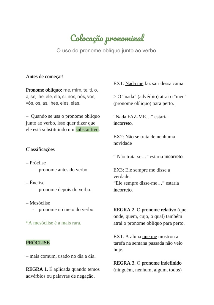 lvlmimi's tweet image. 🪴 resumo: colocação pronominal