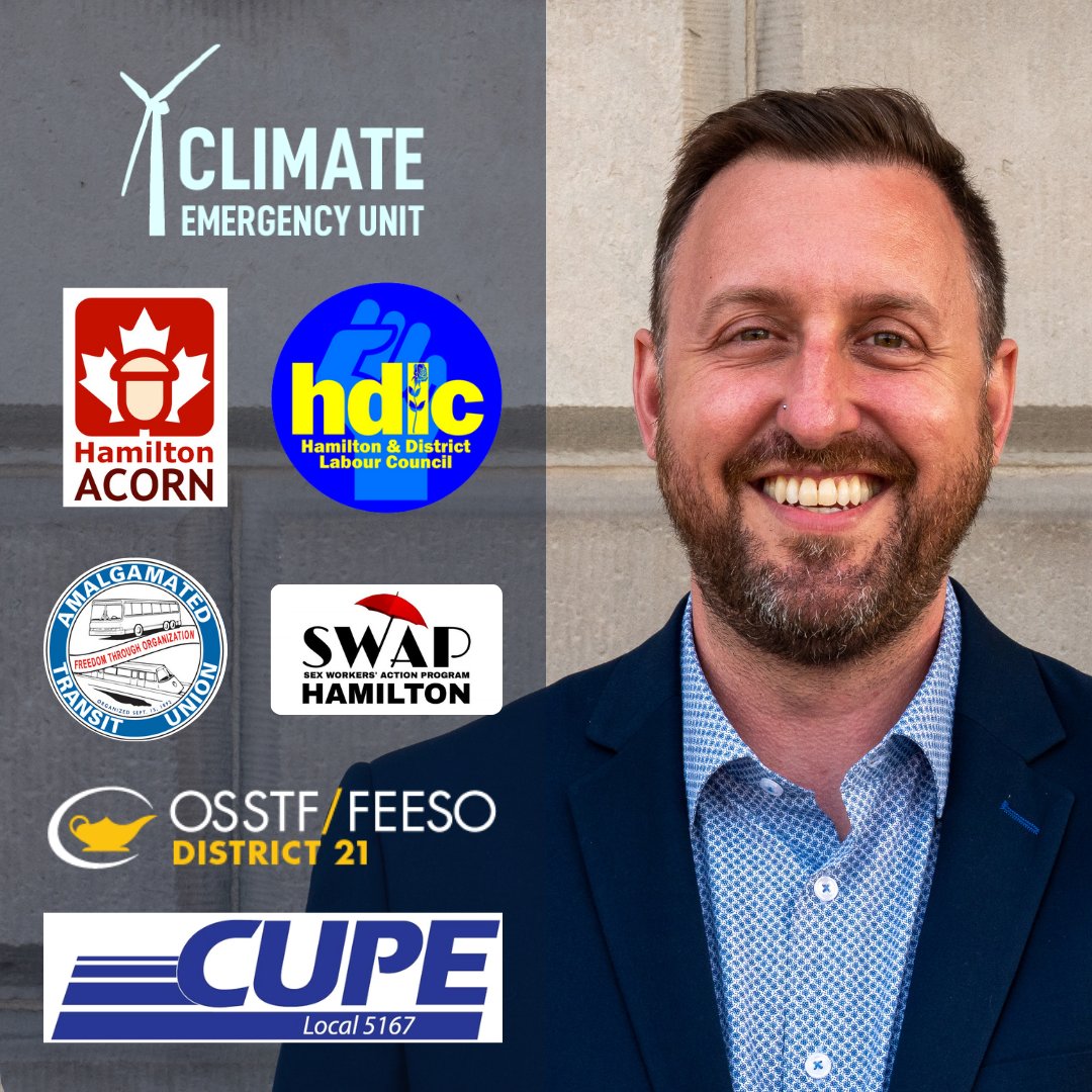 CameronKroetsch's tweet photo. It's all coming together. I'm currently the only candidate in Ward 2 who has received endorsements from community organizations. Thanks to @AcornHamilton, @ATU107, @hamiltonlabour, @swaphamilton, @climate_unit, @OSSTF21, and @CUPELocal5167. Community leadership matters. #HamOnt https://t.co/E5JcBiAfQf
