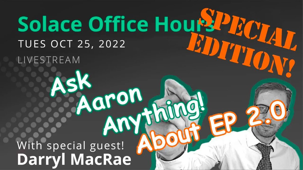 Join @solacedotcom Developer Advocate @aaron_613 and special guest Darryl MacRae at 10 AM ET, October 25 for a special edition of Solace Office Hours on #pubsubplus Event Portal 2.0 GA. Post your questions beforehand and get more details at solace.community/discussion/152…