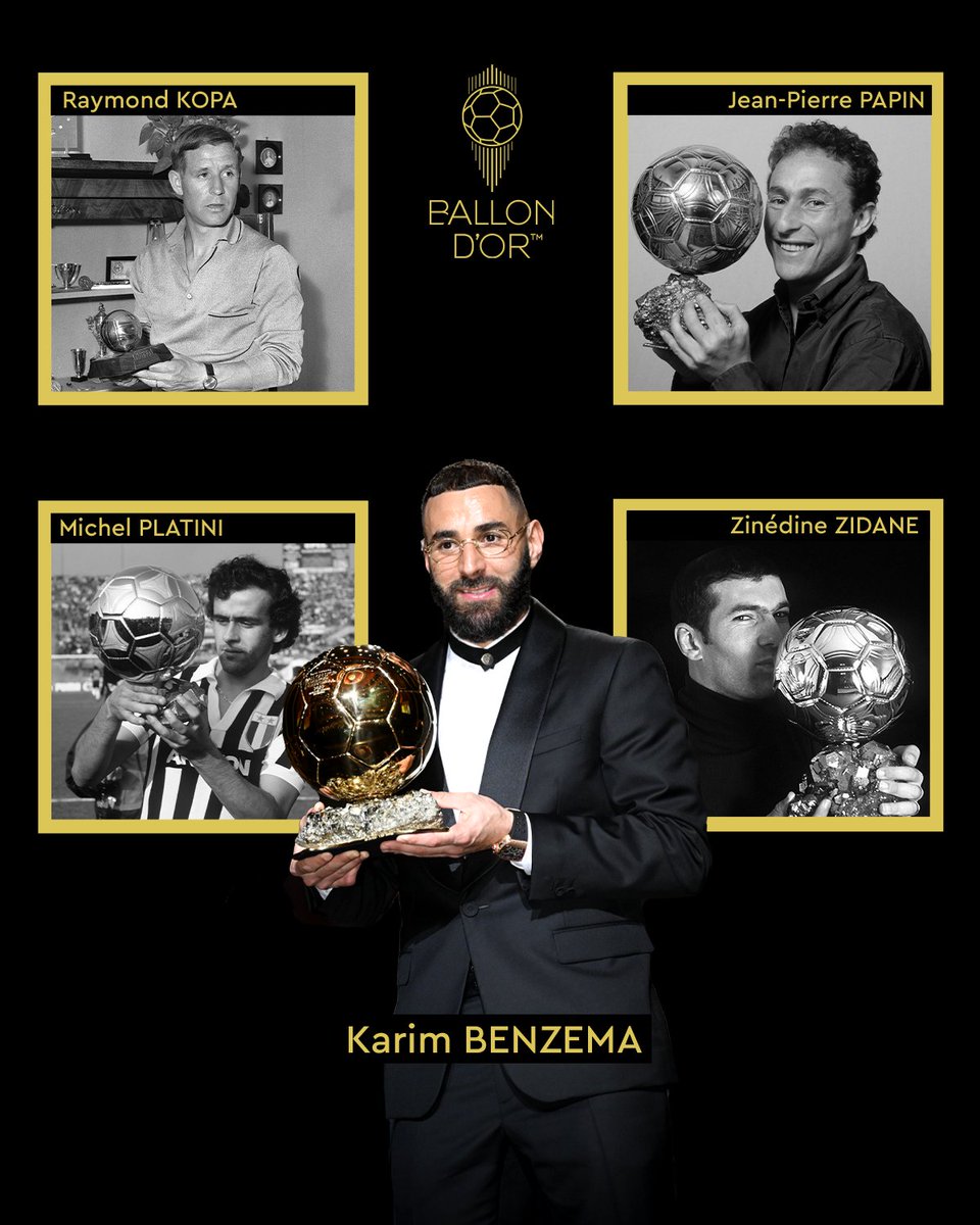 Karim Benzema is the fifth French football player to win the Ballon d'Or 🇫🇷

#ballondor