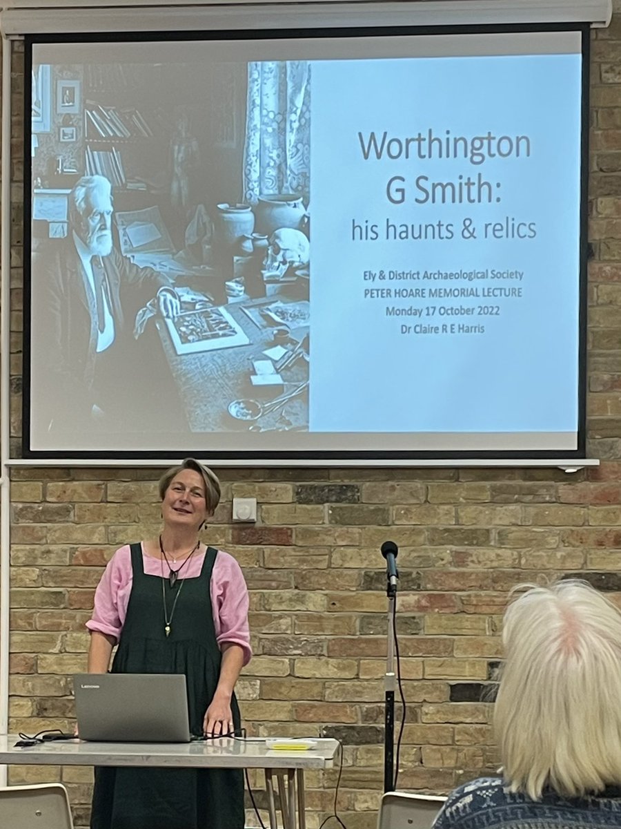 PathwaysAB's tweet photo. @MOLArchaeology community archaeologist and @PathwaysAB research associate @Dr_ClaireH gives the Peter Hoare Memorial Lecture to Ely and District Archaeological Society on “Worthington G Smith: his haunts and relics” - a subject close to Peter’s heart!
#Archaeology #Palaeolithic https://t.co/xin6fJTmC9
