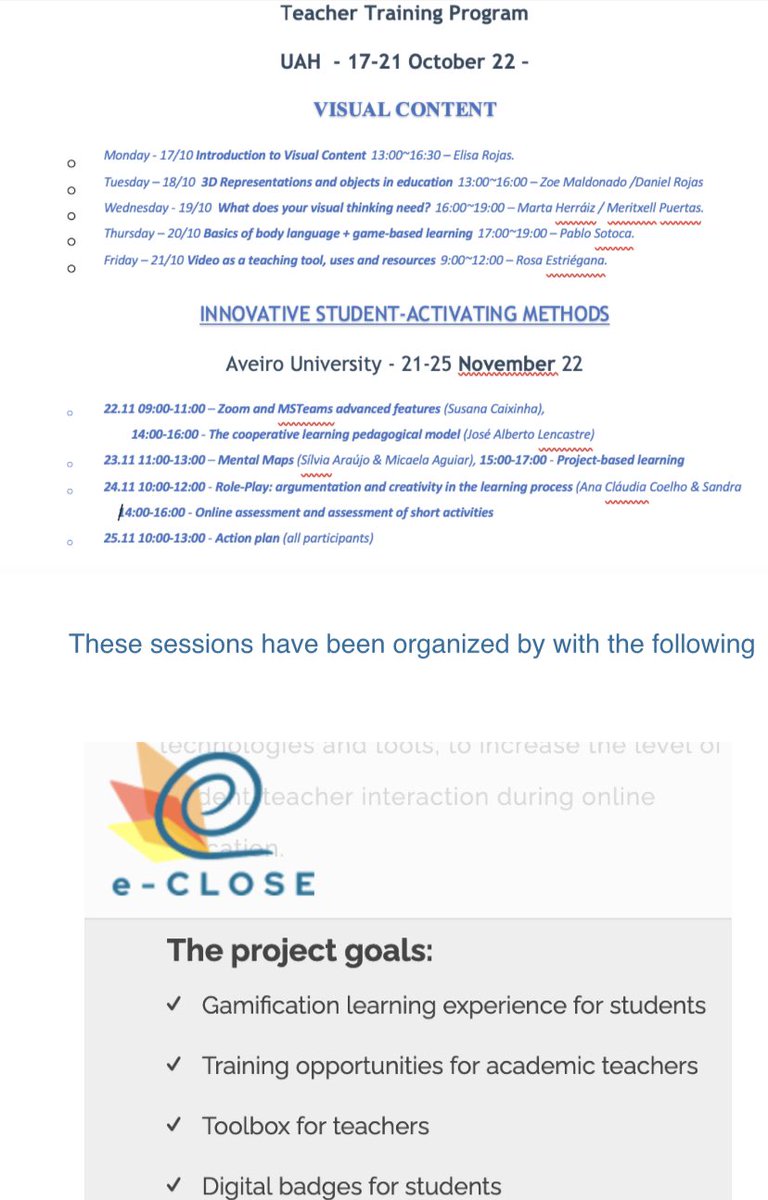 SorayaGarciaE's tweet photo. Starting #ecloseProject C8Training Program on @VisualContent at @UAHes. Today, @cuasingeniera involved team members from @p_lodz_pl @UnivAveiro @Saar_Uni using gamification tools such as https://t.co/oFq4MntAvL, https://t.co/Dc1PdWGm5m & garticphone Really motivating!⬇️ https://t.co/ZEjA5lkm96