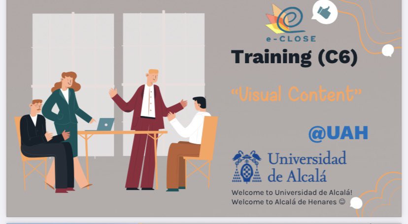 SorayaGarciaE's tweet photo. Starting #ecloseProject C8Training Program on @VisualContent at @UAHes. Today, @cuasingeniera involved team members from @p_lodz_pl @UnivAveiro @Saar_Uni using gamification tools such as https://t.co/oFq4MntAvL, https://t.co/Dc1PdWGm5m & garticphone Really motivating!⬇️ https://t.co/ZEjA5lkm96
