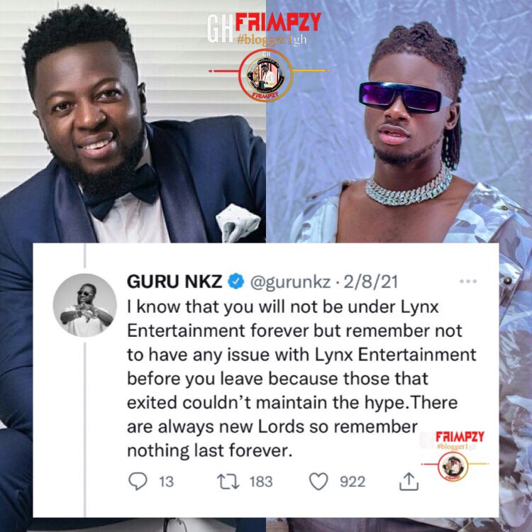 ghfrimpzy's tweet photo. ‼️ATTENTION ATTENTION‼️
This is what NKZ Rapper, Guru said about Kuami Eugene during their beef. And there’s more keys to be noted!
|| Follow @ghfrimpzy #Blogger1 #BallonDor “Messi” “Come To Ghana” “Lynx” #ShattaBration https://t.co/zraOdq1Cde