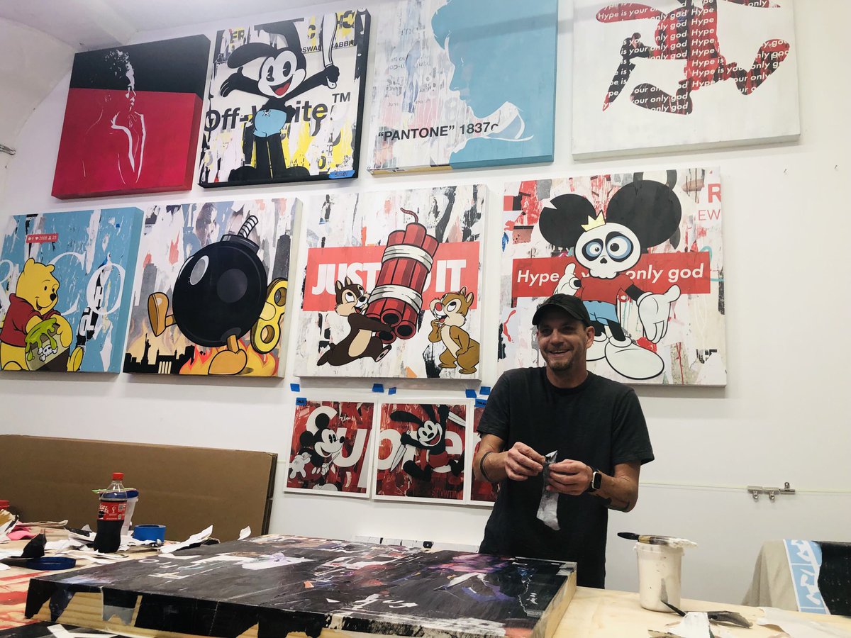 Checked out #GowanusOpenStudios yesterday &amp; visited ⁦@_bombsupply⁩ himself, Steven Trimble. See more of his amazing work at bombsupply.com