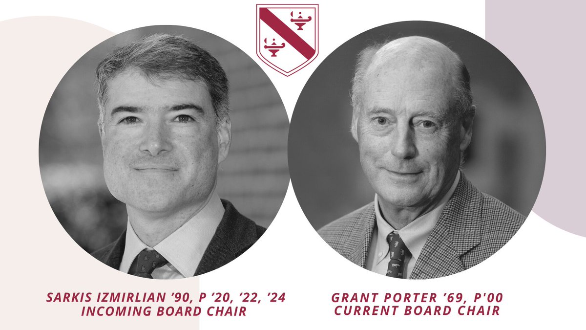 With gratitude and excitement we share that the Board of Trustees will have new leadership at the start of the 2023-24 year. Sarkis Izmirlian ’90, P ’20,’22,’24, will take the reins, while Grant Porter ’69, P ’00 will serve as Chairman Emeritus. Read more: conta.cc/3MBNi7q