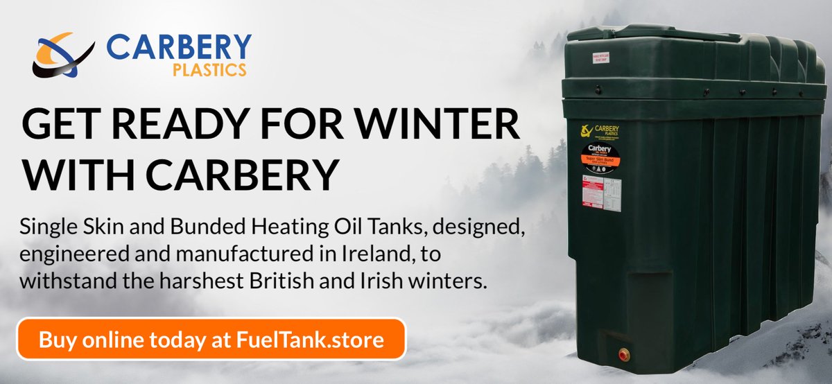 Are you #WinterReady? We've a great range of <a href="/carberyplastics/">Carbery Plastics</a> Single Skin and Bunded Heating Oil Tanks, engineered to withstand the harshest British 🇬🇧 and Irish 🇮🇪 winters. Why not view the range for yourself and buy online today at fueltank.store/heating-oil-ta… ?  #BetterOffBunded