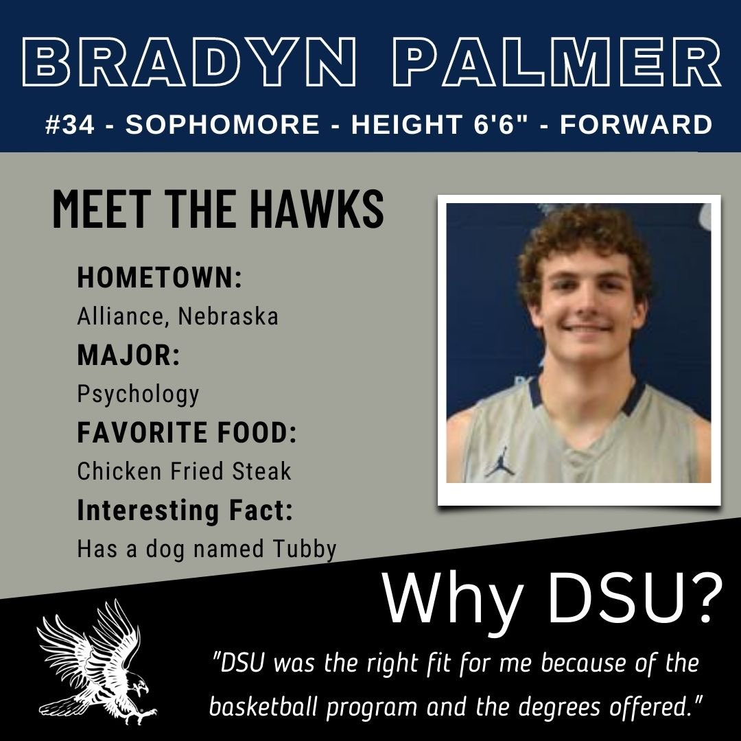 BlueHawkMBB's tweet photo. Blue Hawks Fans! 

Returning for the Hawks... Sophomore… Forward ... # 34

BRADYN PALMER!!!

#HAWKSAREUP https://t.co/mbM8qKhQeR