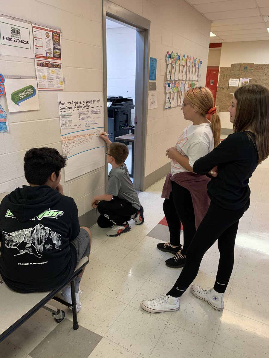 _ChelseyReid_'s tweet photo. What a great start to our PBL Launch Week! Gallery walk/town hall meeting discussing the history of the county, and the vision THEY have for Allen County! @ALLENCOUNTYINT https://t.co/qkmSx1zEqw