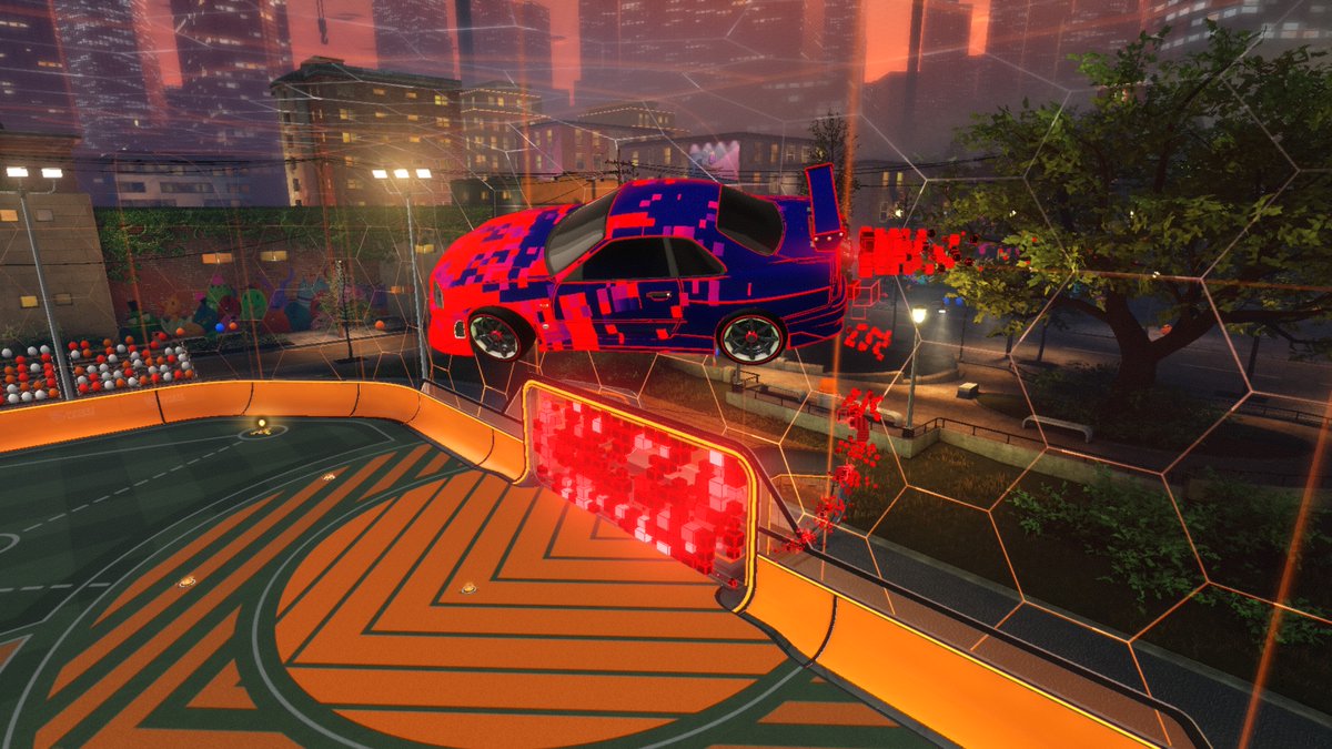 Dark_RLE's tweet photo. 'Pixel Perfect', All items acquired in game
Body = Nissan Skyline
Decal = Parallax
Wheels = Glonex
Boost = Crimson HoloData
Goal explosion = Crimson Riser
Trail = Ruckus
@RocketLeague #RLFitCheckContest #FitCheckContest #RLFitCheck https://t.co/5RfjJmCLuk