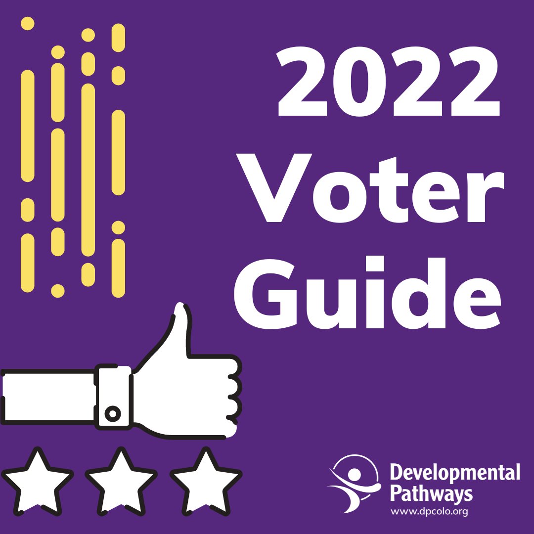 We are excited to share Developmental Pathways’ 2022 CO Voter Guide! It is available in English and Spanish and explains the 11 statewide issues on your 2022 ballot. 

Click the link to download the guide: bit.ly/3s3BnGk

#Vote2022 #COIDD #AccessTheVote #DisabilityVote
