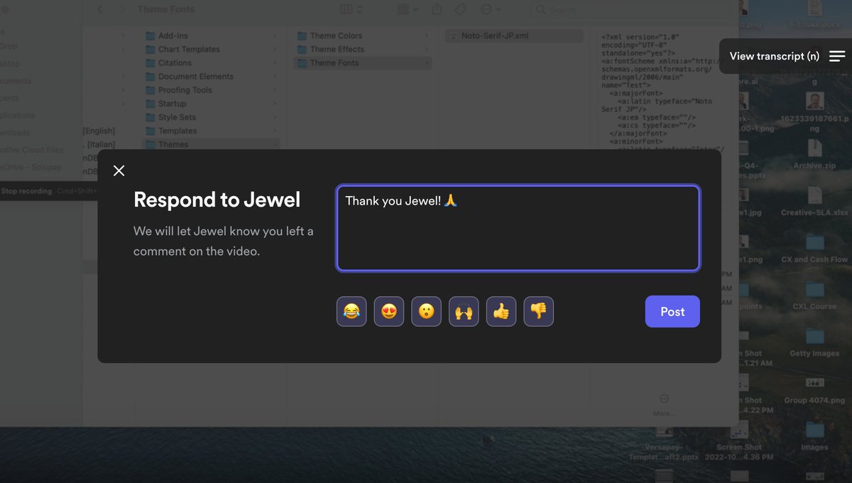 It's obvious I have a design crush on <a href="/designatloom/">design @ loom</a> <a href="/loom/">Loom</a> but I mean, c'mon, they make it so easy to use their product! For example, I finished watching a team member's loom and it provided a nice auto-prompt to engage/comment.