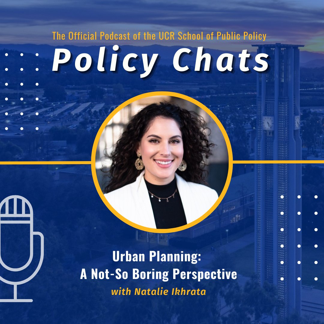 ucrspp's tweet photo. Be sure to stream the latest podcast episode of Policy Chats! 🎙 

In this episode, the Host of the Urban Planning is Not Boring (@UPNBpod) Podcast, Natalie Ikhrata talks with #UCRSPP student about Urban Planning + its challenges.

Stream now: https://t.co/owemvTAYuF https://t.co/fxihcyxcVx