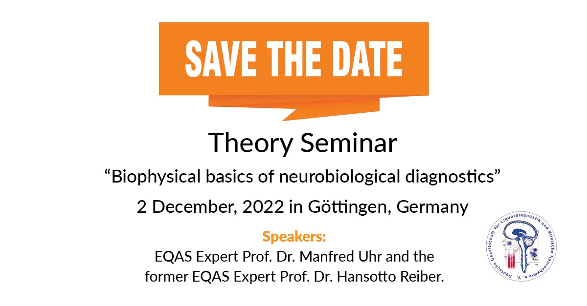 INSTAND66's tweet photo. The German Society for CSF Diagnostics offers a one-day theory seminar on the biophysical basics of neurobiological diagnostics in Göttingen on December 2, 2022, with 2 INSTAND EQAS Experts as speakers. There are still places available. Register here:
https://t.co/t5SYznDkBh https://t.co/YwVC0AOgr9