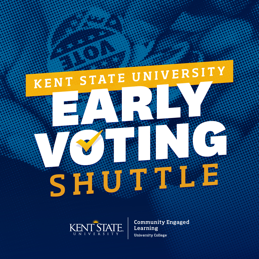 KentStateCEL's tweet photo. We are running a shuttle to the Portage County Board of Elections office and back for @KentState students registered to vote in Portage County at noon on Wed. the 19th, Fri. the 21st, and Mon. the 24th.
More details and sign-up here: https://t.co/TSr8qInDxj
#KentStateVotes https://t.co/5OWWVZxtEc