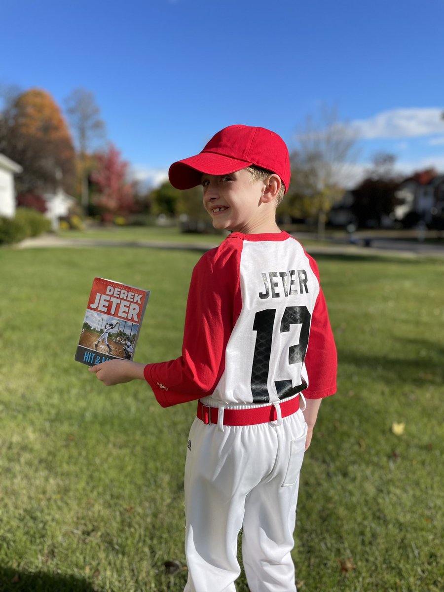 jacobcoker's tweet photo. @derekjeter my son Olsen today at @setoncatholicschool for literary character day.  #Hit&amp;Miss https://t.co/d24WcgGrLQ