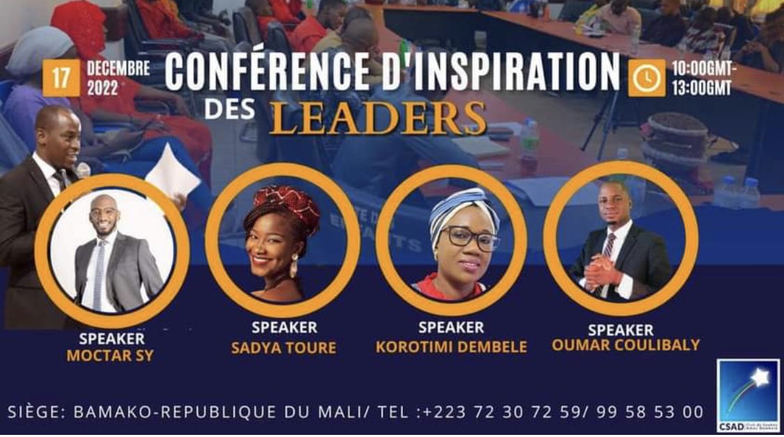 clusterdafrica's tweet photo. | CONFÉRENCE D'INSPIRATION C
DES LEADERS 

Notre Ambassadeur M. Moctar SY interviendra dans la Conference d’Inspiration des Leaders organisée par CSAD le 17 Décembre 2022 de 10:00GMT-
13:00GMT. 
#cda #cdasocial #cdavisio #cdaevent
@AmadouDiawaraMl @moctarsy223 https://t.co/3nuGiGujmk