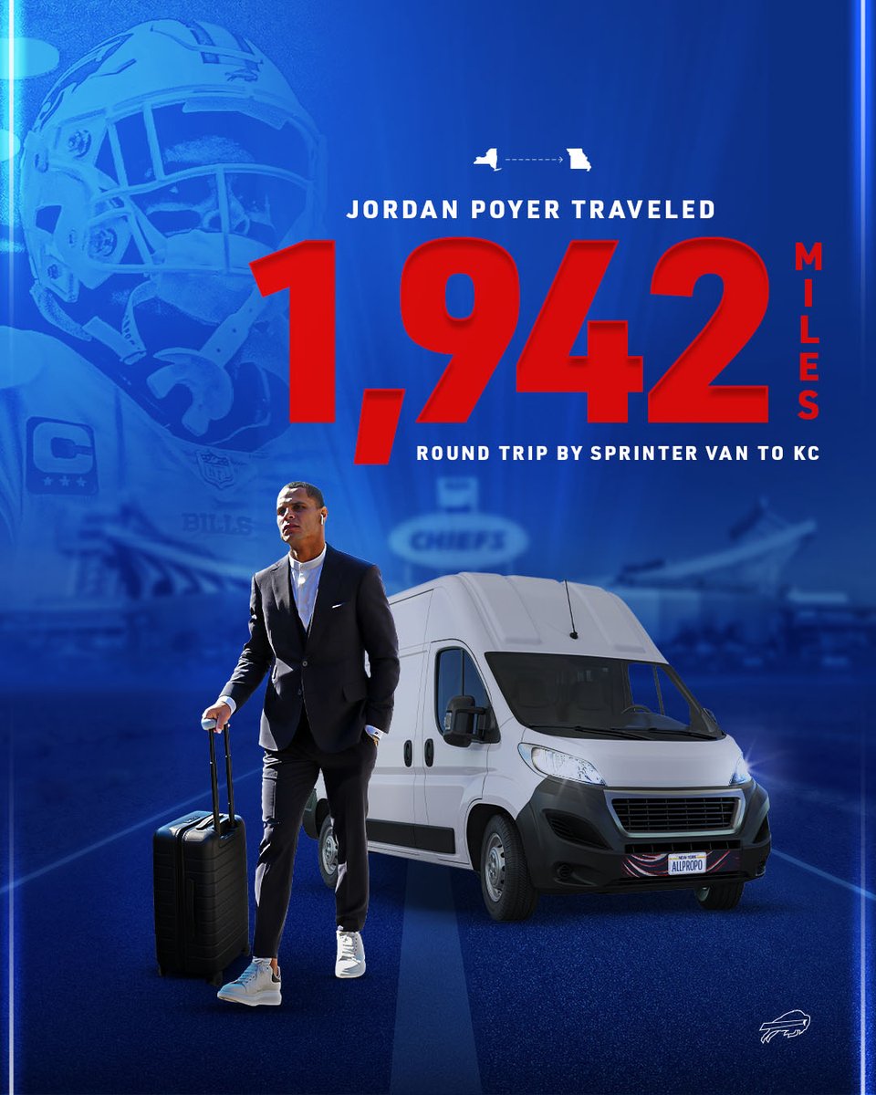 BuffaloBills's tweet photo. He really drove 15 hours so he could play in our game. 🥺

@J_Poyer21 shares the details on his road trip to Kansas City: https://t.co/LSKcHOvQbz https://t.co/EKy9FkINvu