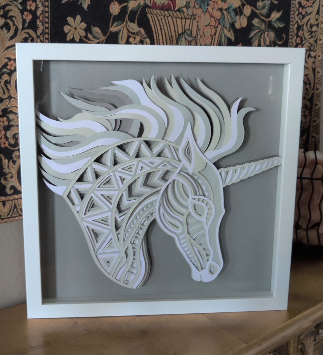 casady_sandra's tweet photo. Excited to share the latest addition to my #etsy shop: 3D Layered Unicorn, Shadowbox Art, Layered Art, Layered Wall Decor, Framed Wall Art, 3D Paper Art, Paper Art https://t.co/saG3OqzozK #gray #white #framed #entryway #contemporary #10layers #neutralcolors #anyroom https://t.co/hsTALDHgMa