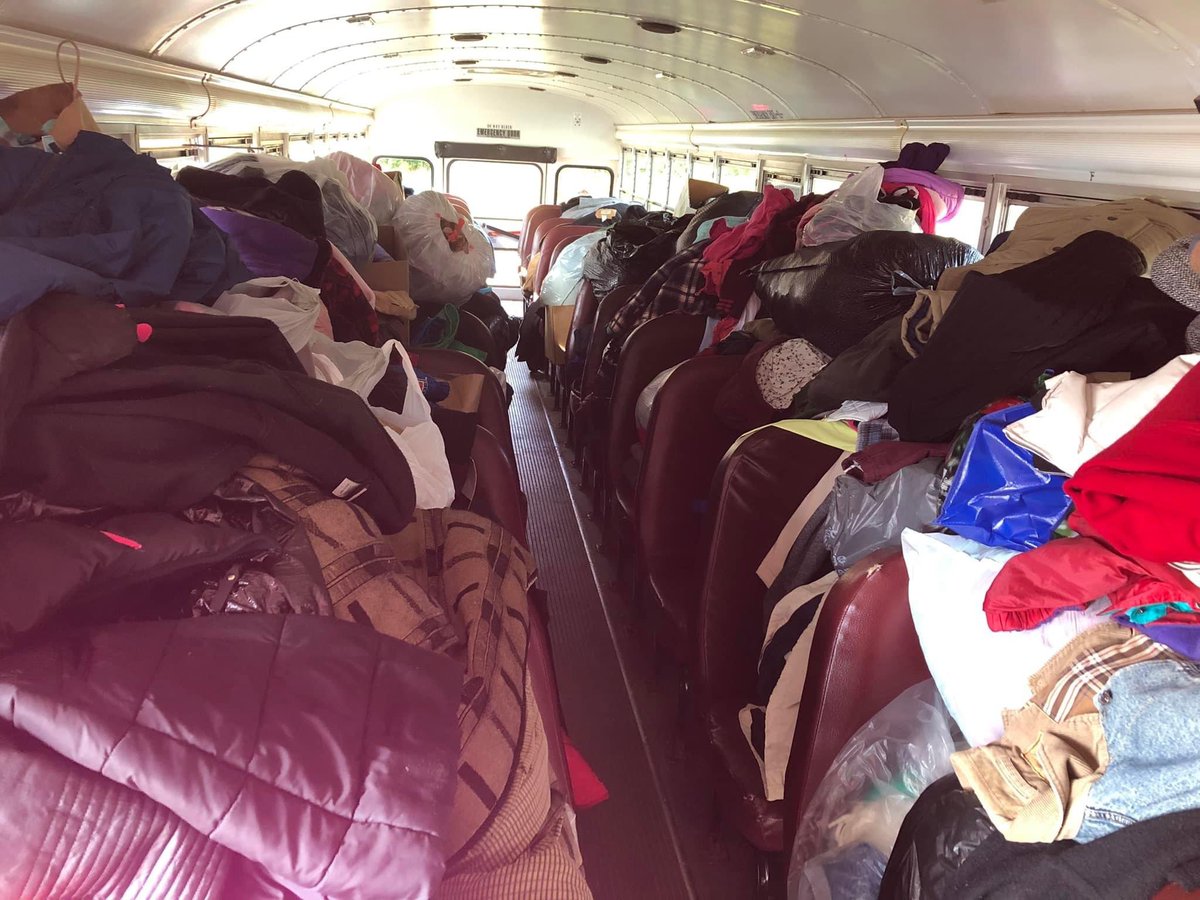 PCFAMichigan's tweet photo. The bus is filling up with coats and cold weather wear, but it’s not full yet!  We will be collecting items through this Friday, Oct 21st at 2 pm. The giveaway will be at St Andrews Lutheran Church on Saturday Oct 22, 10am-1pm.   
#neighborshelpingneighbors https://t.co/vtnfkxgrr5