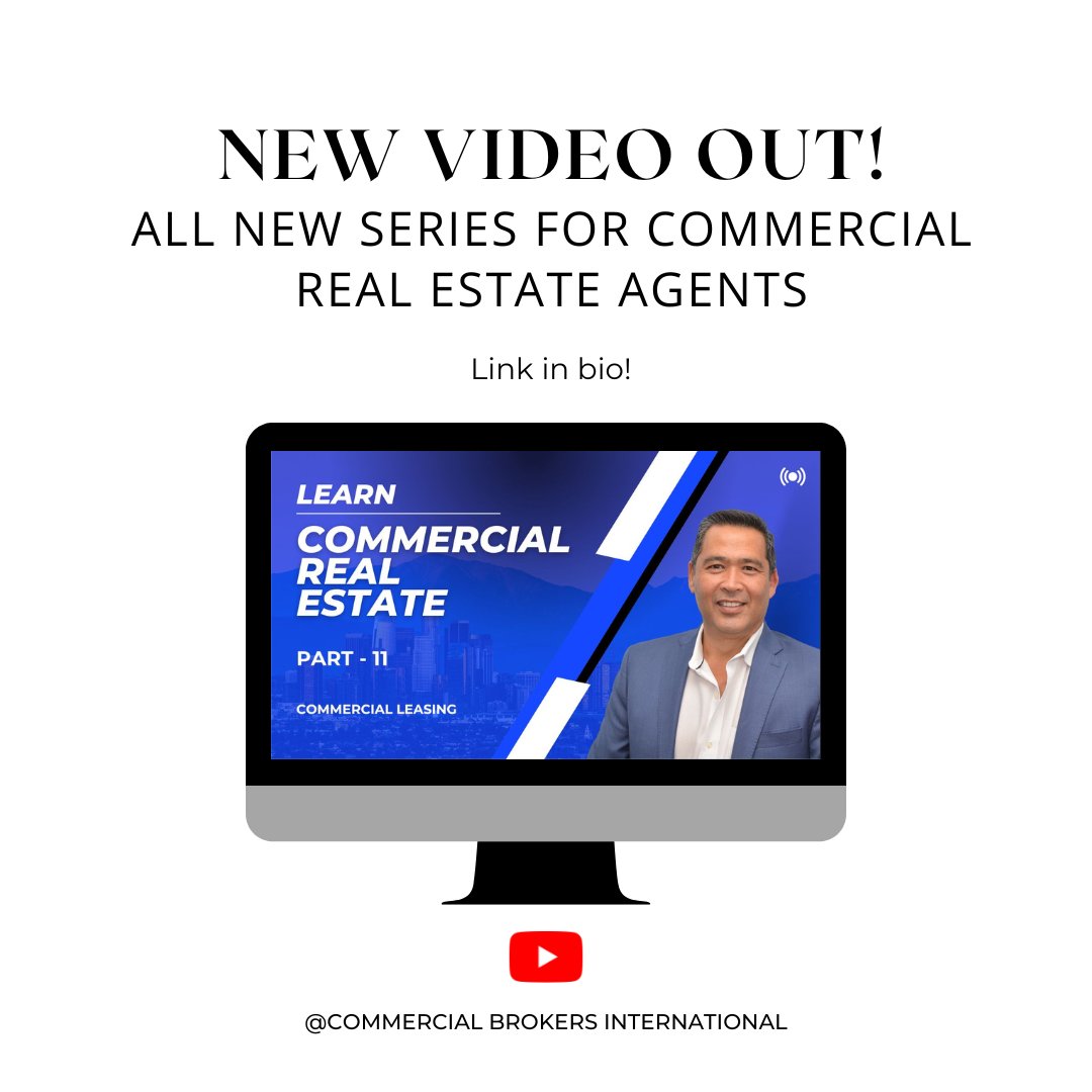 CBI_Commercial's tweet photo. 📢 New Video Out!
Learn Commercial Real Estate: Commercial Leasing: CRE-Lesson 11
-
#commercialrealestate #realestate #cre #realestateinvesting #realestateagent #property #commercialproperty #commercial #investment #realestateinvestor #business #investmentproperty#retail #constr https://t.co/f8M8yg8D7y