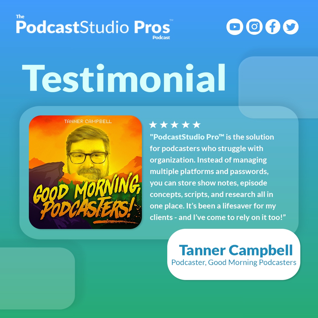 PodcaststudioP's tweet photo. Podcaster, Tanner Campbell, host of the "Good Morning Podcasters" Podcast show gives PodcastStudio Pro a 5⭐️ Rating! 

Start your 14day free trial 👉 https://t.co/GYjgN8h9U3

#podcast #culture #creators #stoicism #philosophy #SocialAudio #TwitterSpaces #Clubhouse #Wisdom https://t.co/9XZFdUZ9FS