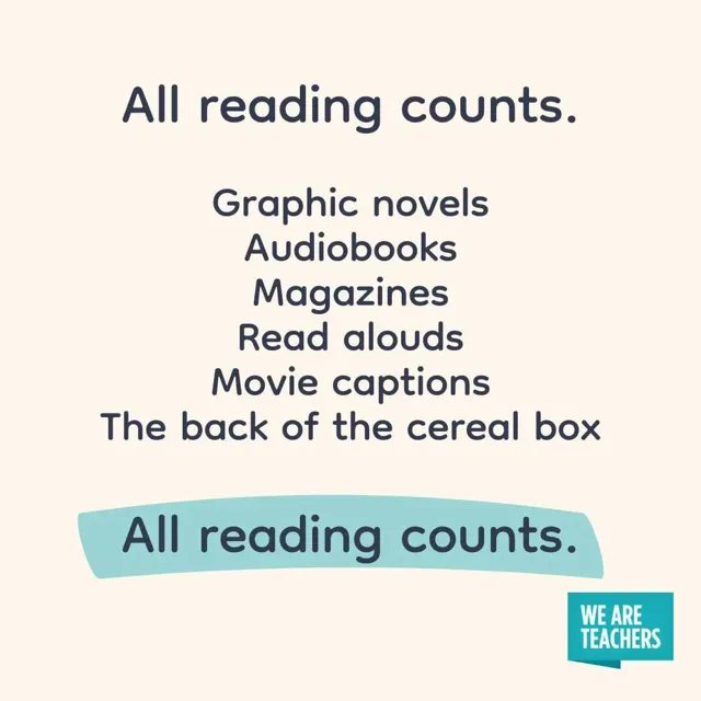 MackinLibrary's tweet image. You can read to yourself, to someone else, or have someone read to you. We just want you to read!
📸 @WeAreTeachers