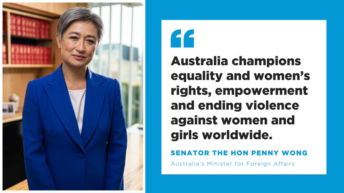 .@SenatorWong is committed to gender equality, both within Australia and abroad. Together, @dfat and UN Women are taking action globally, including in the Indo-Pacific region, to achieve gender equality and women’s and girls’ empowerment. #FundingGenderEquality