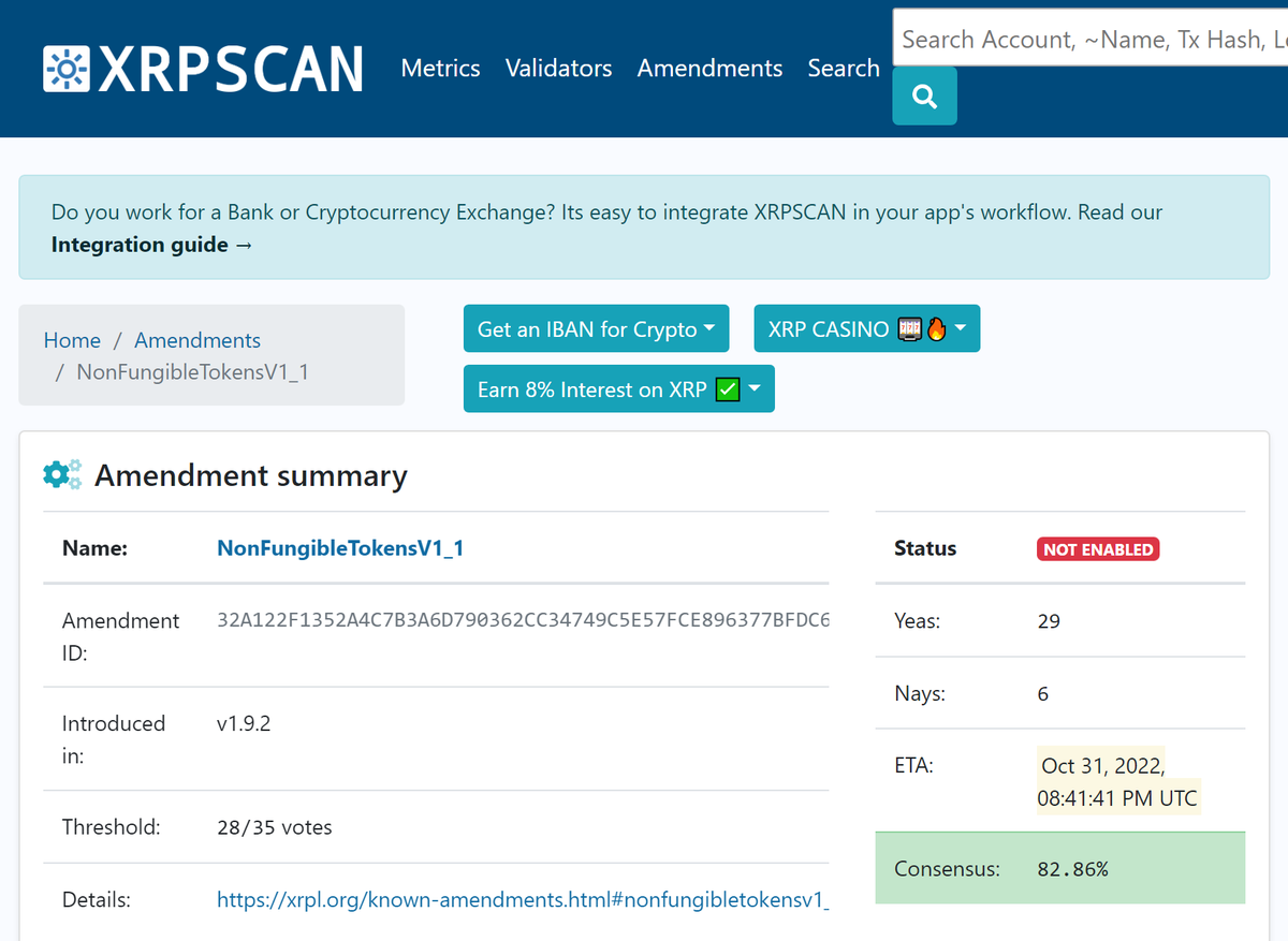 xrpcafe's tweet photo. 📢 XLS-20 has surpassed 80% and it is estimated to pass on Halloween, October 31st 🎃

🔗 https://t.co/cPxjrvSp6L https://t.co/QNn8vahuL2