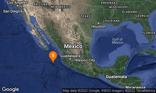 SISMO Magnitud 4.6 Loc  329 km al SUROESTE de PUERTO VALLARTA, JAL 17/10/22 15:53:09 Lat 19.61 Lon -108.19 Pf 5 km