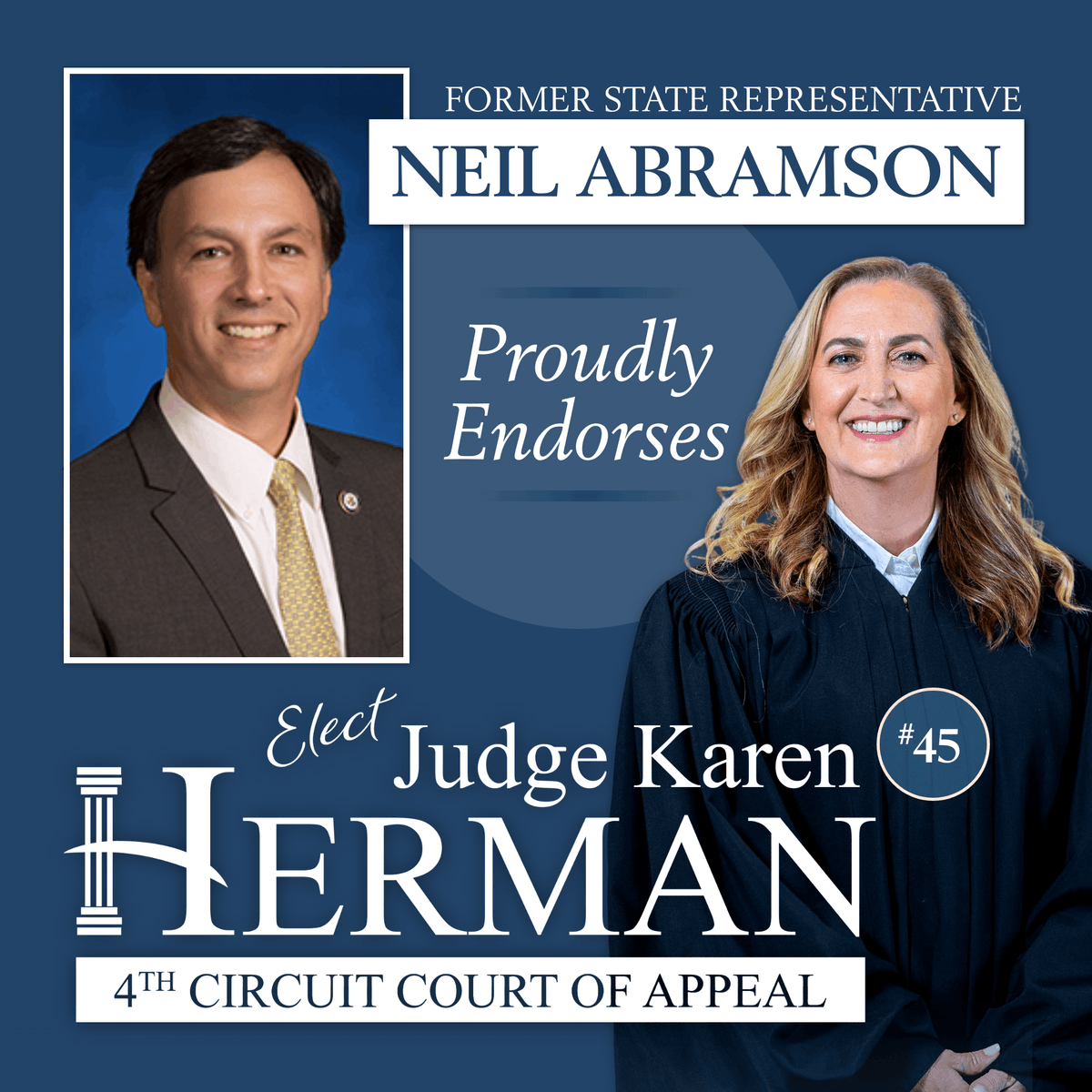 electkherman's tweet photo. I am proud to announce I have received the endorsement of former State Representative @NeilAbramson. 

During his career Rep. Abramson championed legislation to improve mental health access and treatment, to stop human trafficking and to promote early childhood education. 

(1/2) https://t.co/uNE5xAzfQ5