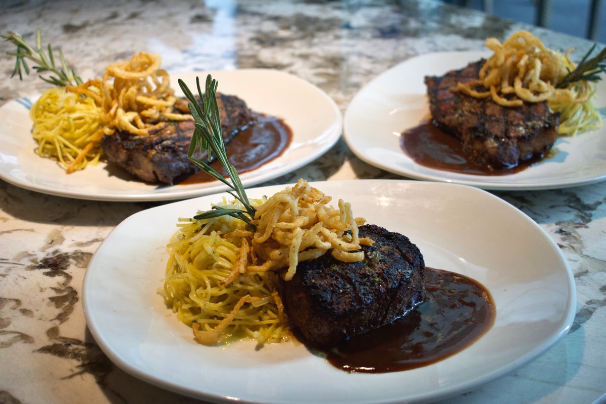 13CoinsSeattle's tweet photo. Which steak are you ordering when you dine with us next? These steaks are next level and come from Royal Family Farming. 

🥩 Filet Mignon - the tenderest cut of all
🥩 New York Steak - superb flavor and texture
🥩 Rib Eye - a well marbled steak

#EatLocal #WABeef #MondayMood https://t.co/wLLZCAownl