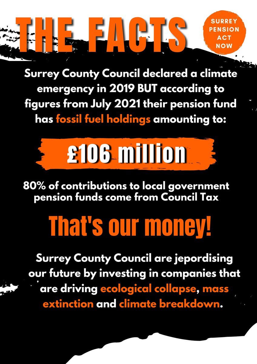 SurreyPensions's tweet photo. Do you pay tax in Surrey? Maybe you're even a member of the Surrey Pension Fund? If so we need you! 

Surrey Pension Fund are currently consulting on their draft RI policy, but we don't think its good enough. Take action: https://t.co/yh2A72Ee13 https://t.co/rs4cgOsZAv