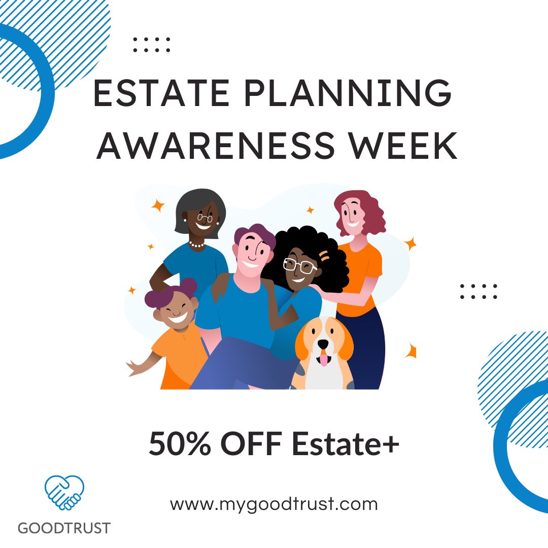 This week we're celebrating National Estate Planning Awareness by offering 50% off the GoodTrust Estate+ Plan so you can protect your legacy and your family. 

✨ Use promo code ESTATEPLAN during checkout

Get started here: meet.google.com/ocy-tmgb-wai?a…