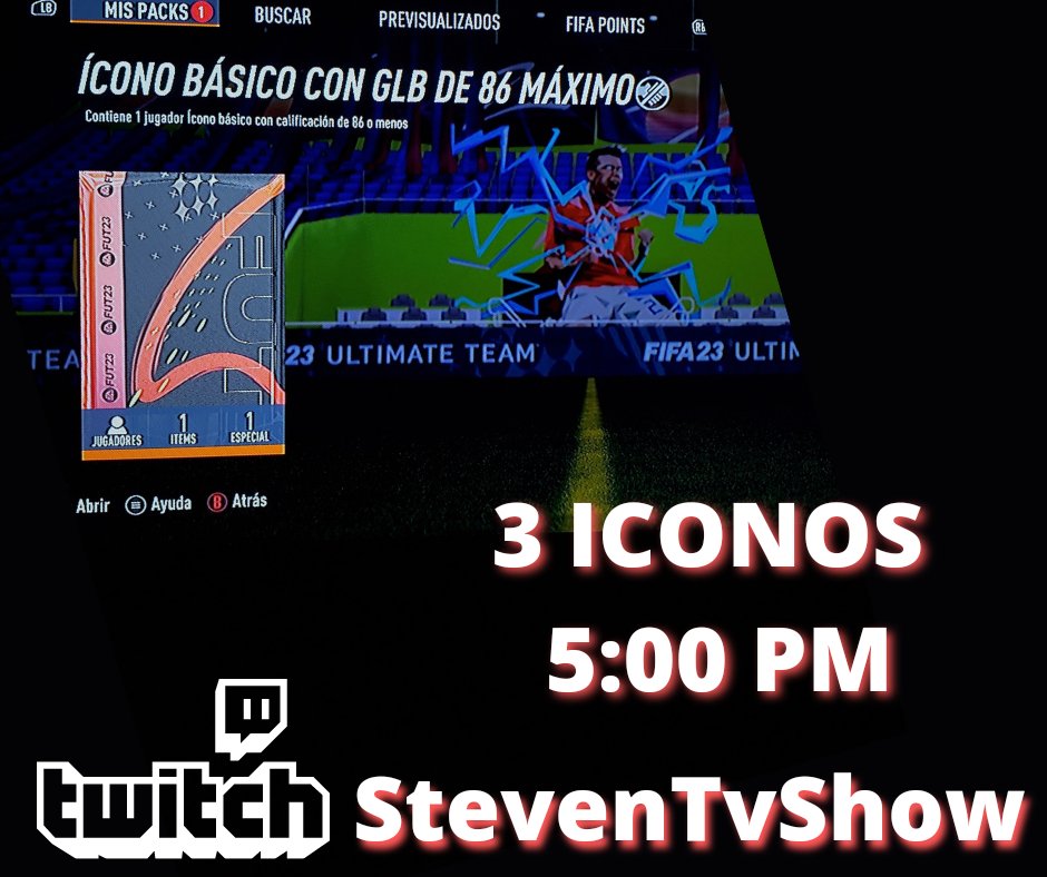 Steventvshow's tweet photo. HOY A LAS 5:00PM NOS VEMOS EN TWITCH
#FIFA23 #PackOpenning #twitchstreamer https://t.co/qn0QrvK7U4