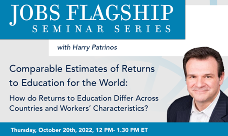 IanWalker_Jobs's tweet photo. Looking forward to hosting @hpatrinos at the @WBG_Jobs Flagship Seminar this week to discuss how to raise returns to education &amp; incentivize households’ education investments by creating #BetterJobs opportunities – esp. for women.
https://t.co/UOgoSPC8fZ https://t.co/FNMm4dpGP1