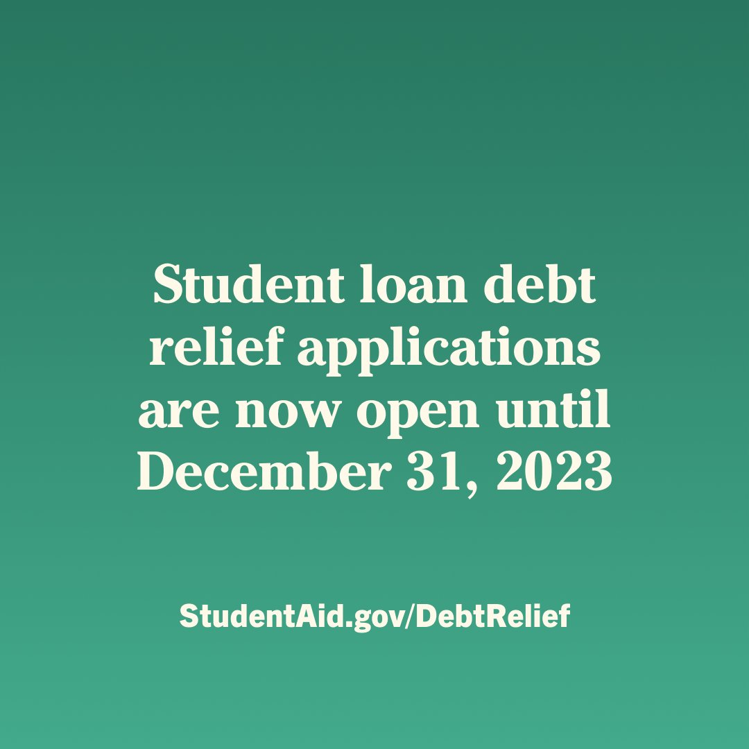 We’re bringing relief to millions of borrowers who need it most. 

The application to apply for student debt relief is now open. Apply today: StudentAid.gov/DebtRelief