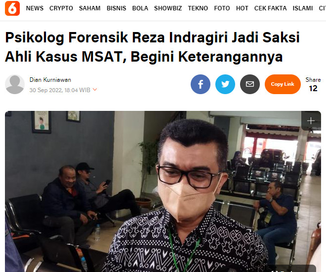 OrshidSumsel's tweet photo. @ngurdirudi @ichong1012 @KejaksaanRI ahli Psikolog Forensik Reza Indragiri anggota Pusat Kajian Pemasyarakatan Poltekip Kementerian Hukum dan HAM @Kemenkumham_RI 
https://t.co/6nMeXLRvml https://t.co/yZm6PzFotY