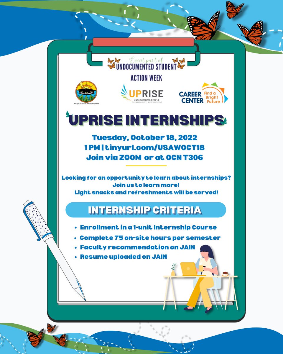 Student_Equity's tweet photo. Events For This Week! Undocumented Student Action Week| Oct 18 UPRISE Internships https://t.co/KRvgGCR4jd| Oct. 19 Armando Ibanez https://t.co/IvYbHN5kIL| Oct 19 Rise Up With UPRISE https://t.co/PEyDovibPs| Oct 19-20 USAW Financial Aid &amp; Scholarships https://t.co/BD5ZgJBBqg| https://t.co/DORMn05C9x